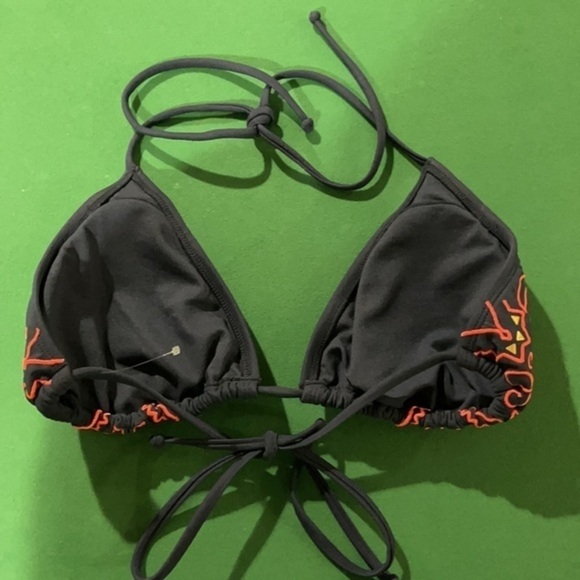 NWOT Xhilaration Blue/Orange Abstract Print Triangle Swim Bikini Top Sz M - Picture 4 of 4